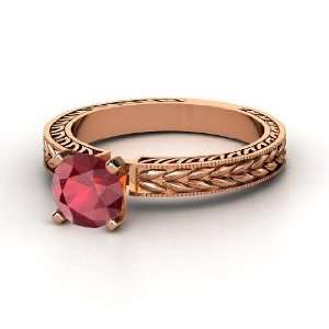  Charlotte Ring, Round Ruby 14K Rose Gold Ring Jewelry