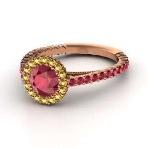   Ring, Round Ruby 14K Rose Gold Ring with Ruby & Citrine Jewelry