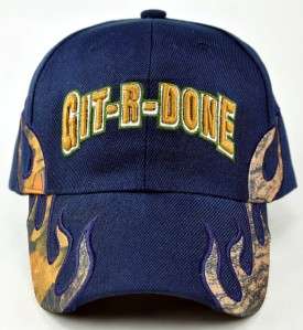 GIT R DONE LARRY THE CABLE GUY SIDE FLAME CAP HAT NAVY  