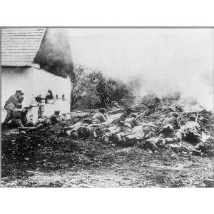  German soldiers firing at attacking French troops from 