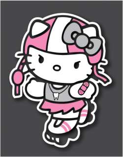 Hello Kitty ROLLER DERBY Girl Sticker Decal FREE SHIP  