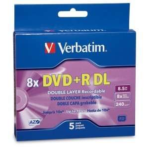  Verbatim 8x DVD+R Double Layer Media. 5PK DVD+R DL 8X 8 