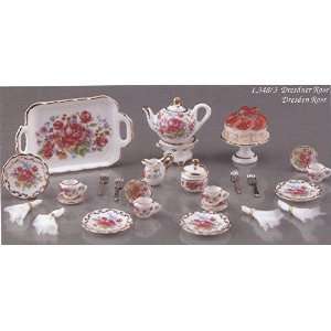  Reutter Porcelain Dresden Rose Miniature Tea Service N 