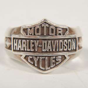 Mens Sterling Silver Harley Davidson Logo Ring/Decorative Band HDR0195 