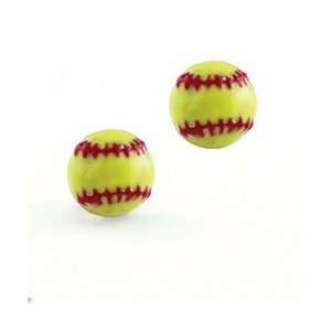   tlf   Mini Enamel Softball   Post Earrings Arts, Crafts & Sewing