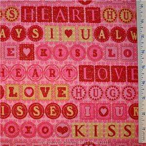 HALF YARD Debbie Mumm GLITTER Hugs & Kisses SPARKLE Valentine Love 