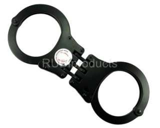 BLACK Handcuffs REAL Double Lock TRIPLE HINGED Police Hand Cuffs W/ 2 