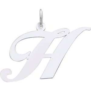  Fancy Cursive Letter H Charm 14k White Gold: Jewelry