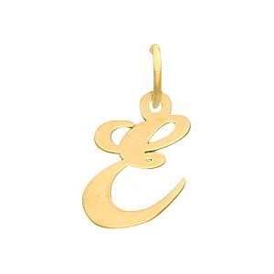  Fancy Cursive Letter E Charm 14K Gold Jewelry