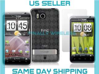 Clear TPU Rubber Skin Case+LCD Cover HTC Thunderbolt 4G  