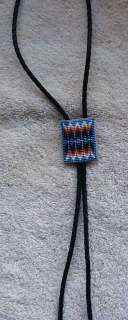 Native American Beaded FEATHER Design BOLO TIE   Crow Reservation 