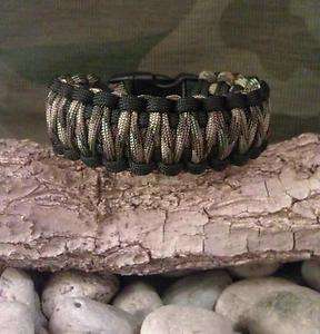   Survival Bracelet Black and Multi Camo King Cobra Weave Military