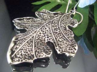 Ethnic Miao Tibet Silver 3D Leaf Pendant Necklace PN131  