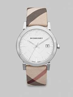 Burberry   Check Stamped Round Stainless Steel Watch/38MM