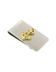JJ Weston silver plated money clip with gold plated anchor and rope 