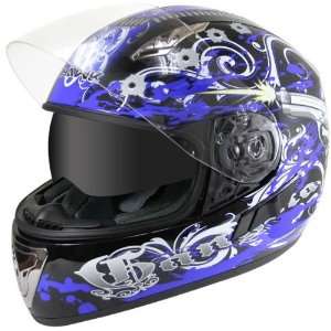 Hawk Blue Gangster Graphics Helmet with Dual Visors   Color  blue 