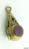 AWESOME* Vintage Masonic Symbol Fob Opening Windows Jeweled Charm 