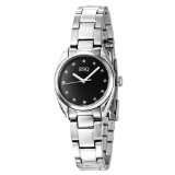   Sport Classic Stainless Steel with Diamonds Black Round Dial Watch