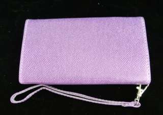 LADIES PURPLE PURSE MOBILE CELL PHONE HOLDER WALLET W/ CARD SLOT POUCH 