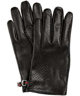 Gucci black perforated leather driving gloves  
