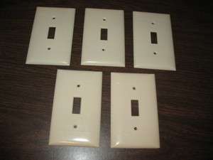 vintage single IVORY light switch cover plate Sierra smooth crackle 