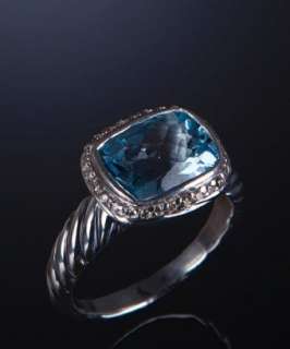 David Yurman blue topaz and diamond Noblesse petite ring   