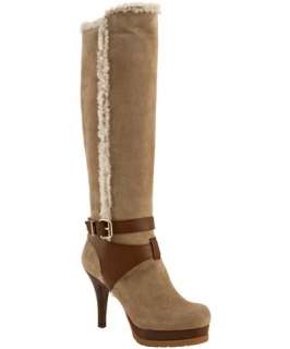 Fendi mastic suede shearling buckle detail boots