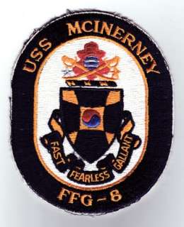 USS MCINERNEY, FFG 8   U.S. NAVY SHIP PATCH  