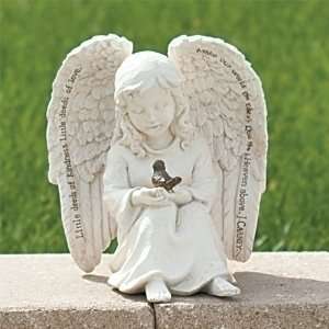  Roman Garden Angel Cherub and Bird Statue Happiness Adds 
