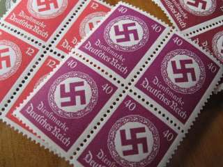 Germany ~ Swastika Officials ~ 10 x BLOCKS OF FOUR ~ MNH  