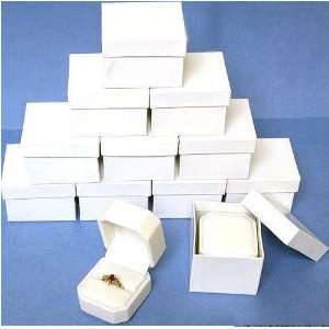  12 White Leather Ring Jewelry Gift Boxes Displays