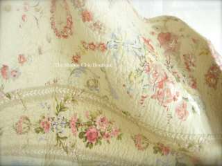 Queen Oversize Bed Quilt & Pillow Shams Set Shabby French Country 