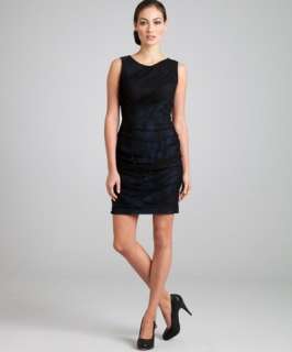 Marc New York black and blue lace drape dress