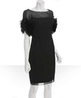 Notte by Marchesa black silk chiffon ruffle sleeve dress   up 