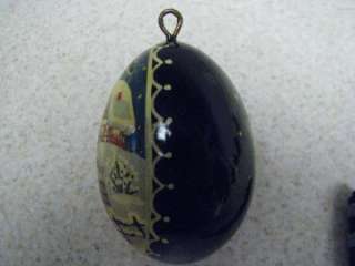 E2 Hand Painted Lacquer Egg Christmas Artist Signed  