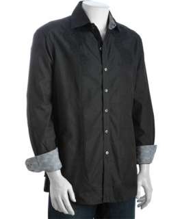 Robert Graham black tonal patterned cotton Gustaf button front shirt