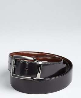 Salvatore Ferragamo brown and black leather square buckle reversible 