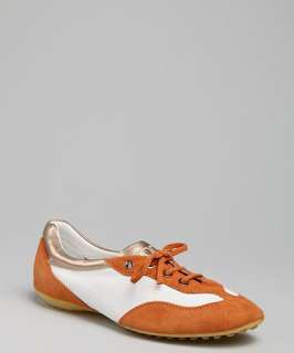 Tods orange and white leather All Sport sneakers