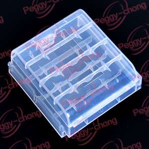 White Hard Plastic Case Holder Storage Box for 4pcs AA Battery  