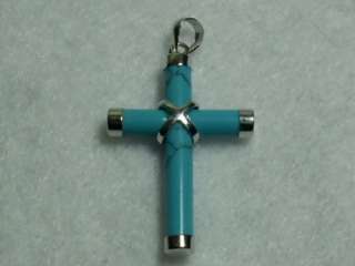 Turquoise and Sterling Silver Cross Pendant  