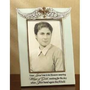 Memorial Photo Frame Wings of Gold Angel Wings Cross Your Loved One in 