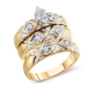 Diamond Rings Engagement Wedding Bands Yellow Gold Men Lady .20 ctw 