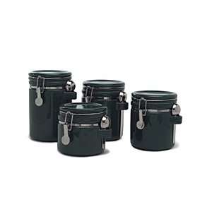 Grant Howard Hunter Green Canisters with Stainless Steel Spoon, Set of 