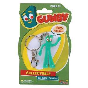 New Gumby Keychain Toy Bendable Keyring Key Chain Ring Gift TV Show 