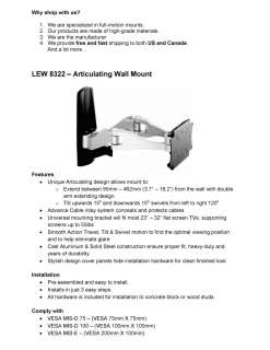 LCD Plasma TV Monitor Wall Mount & Support LEW8322  
