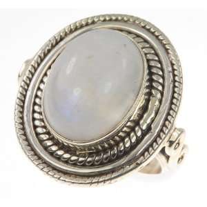    925 Sterling Silver RAINBOW MOONSTONE Ring, Size 7, 11.5g Jewelry