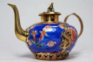 Chinese Old Porcelain Handwork Painting Flower Dragon Tea Pot 