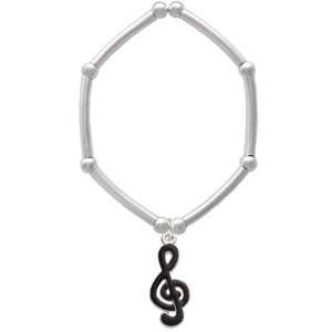  Black Clef Note Tube and Bead Charm Bracelet Arts, Crafts 