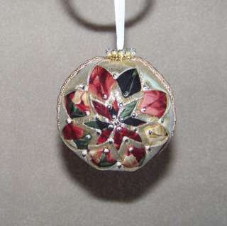 Sm Handmade Quilt/Quilted Star Ball Christmas Ornament  