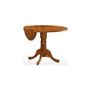   T04 42DP 42 Round Dual Drop Leaf Pedestal Table Oak: Home & Kitchen